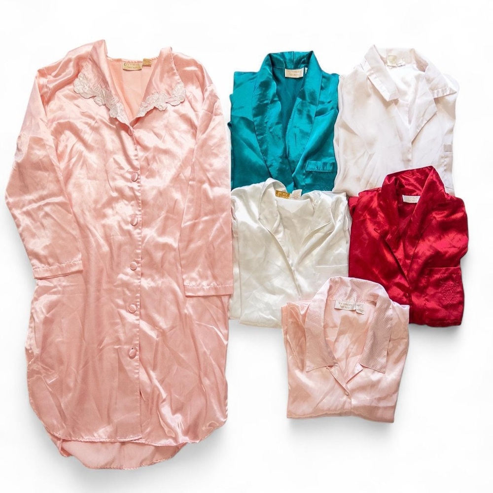 Satin Nightgown and Sleep Shirts Set Multiple Colors Vintage Victoria’s Secret